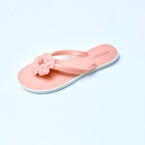 Bamboo Pink and White Rose Thong Sandals Size 10